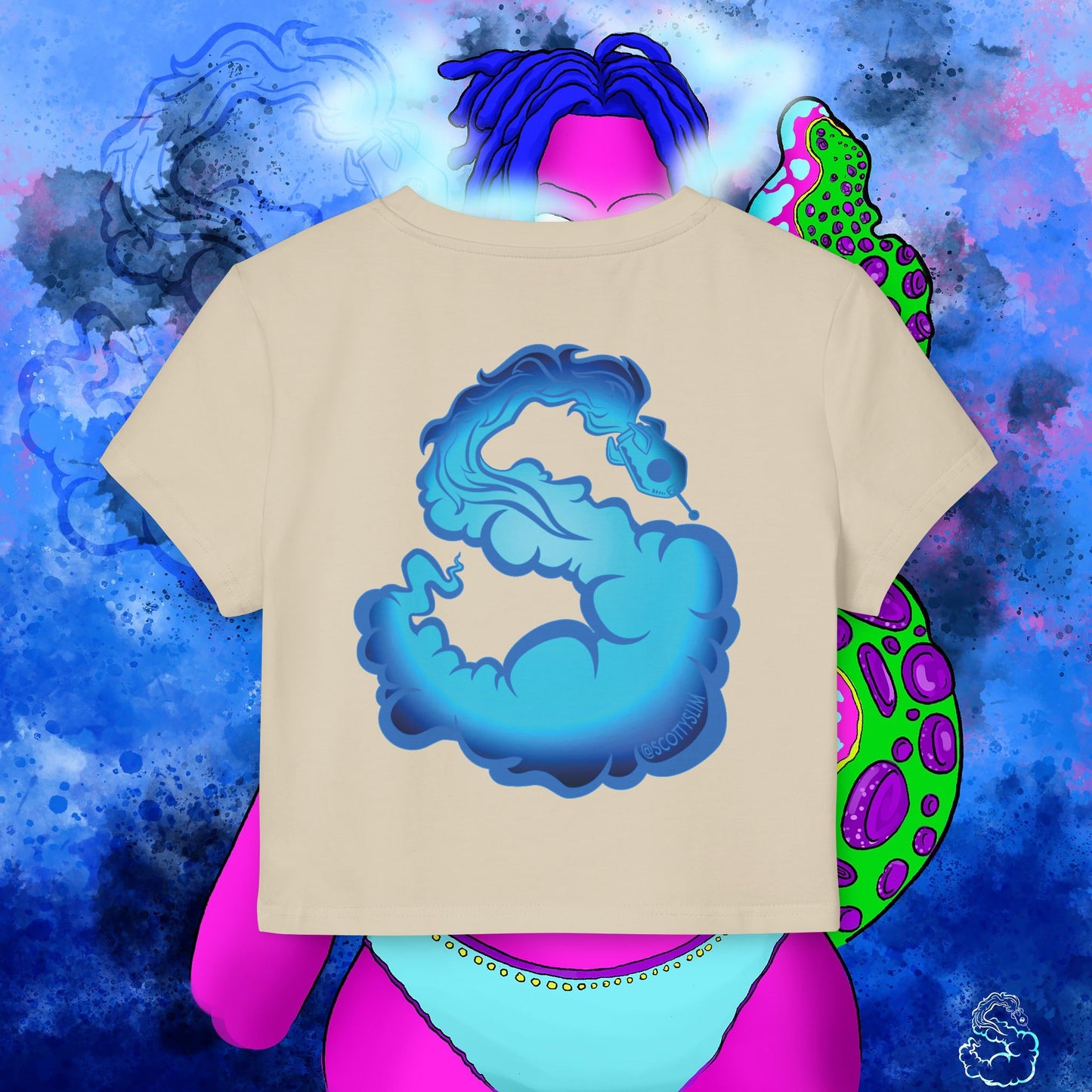 Womens Aqua SquidLady Crop Top
