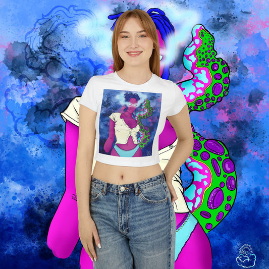 Womens Aqua SquidLady Crop Top