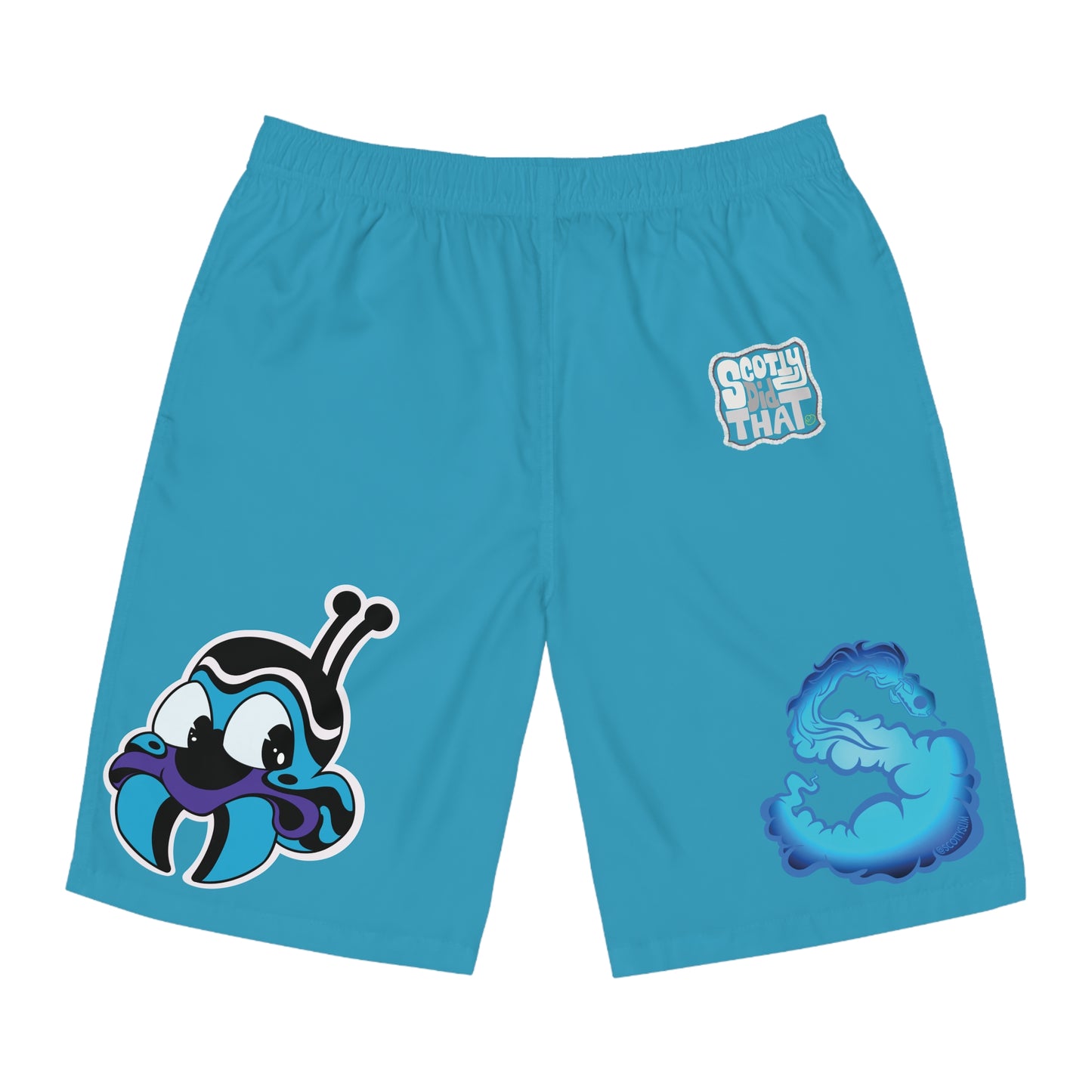 Bee Mascot Men's Board Shorts (Teal)