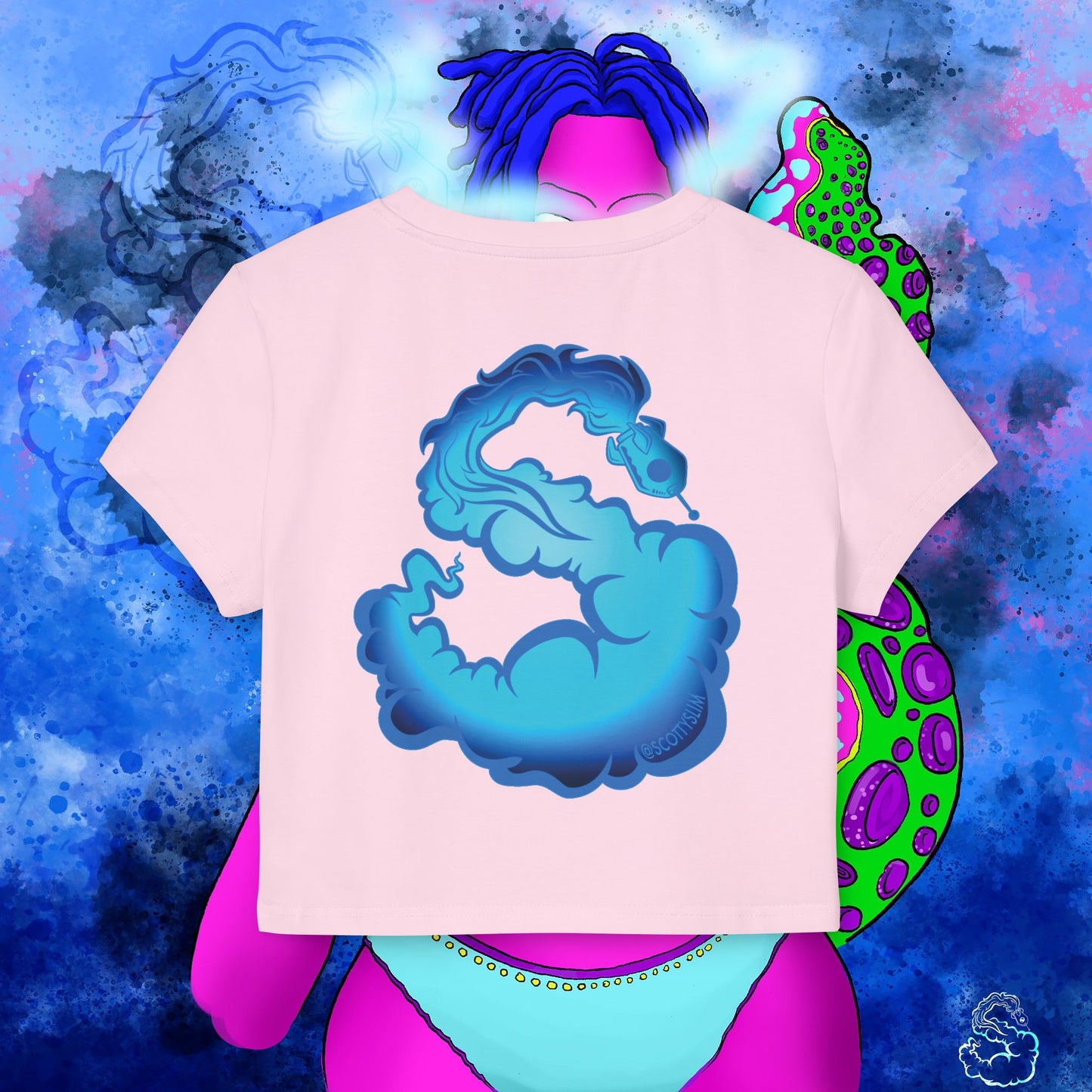 Womens Aqua SquidLady Crop Top