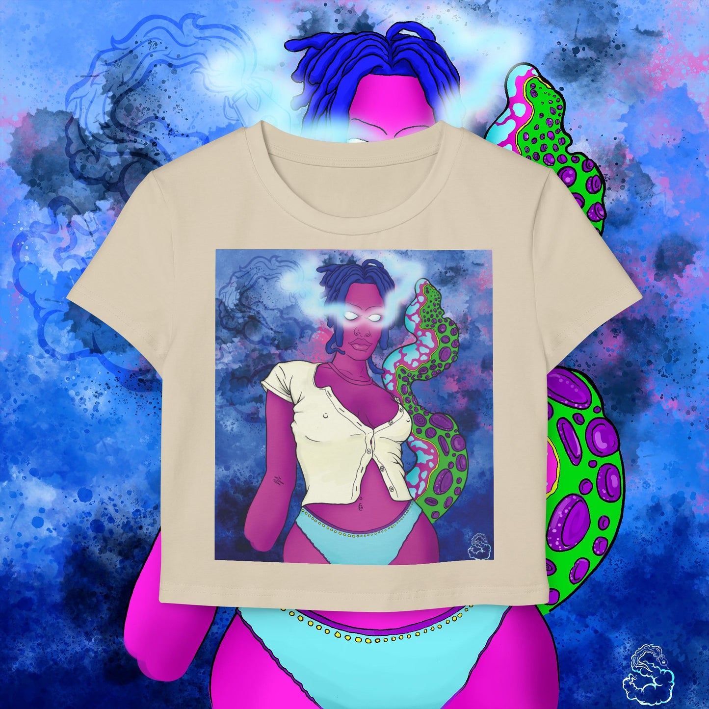 Womens Aqua SquidLady Crop Top