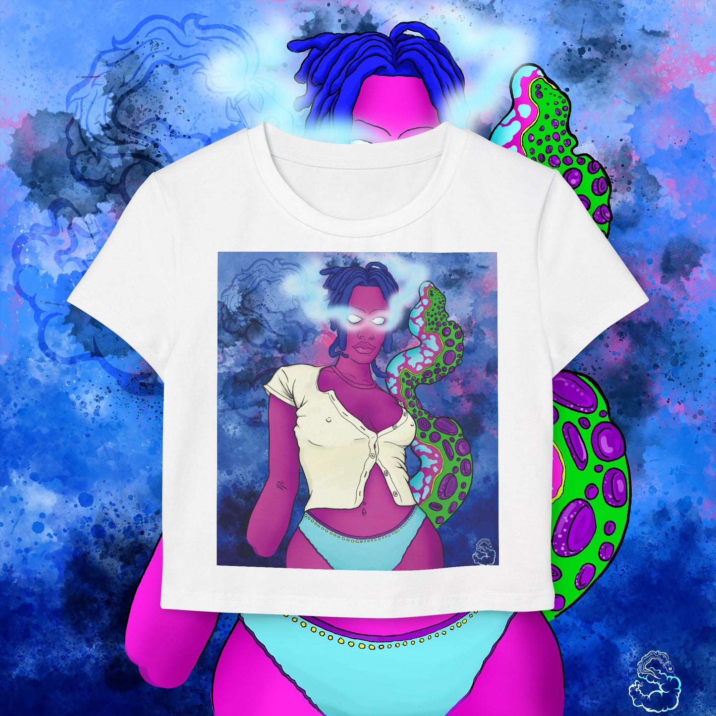 Womens Aqua SquidLady Crop Top