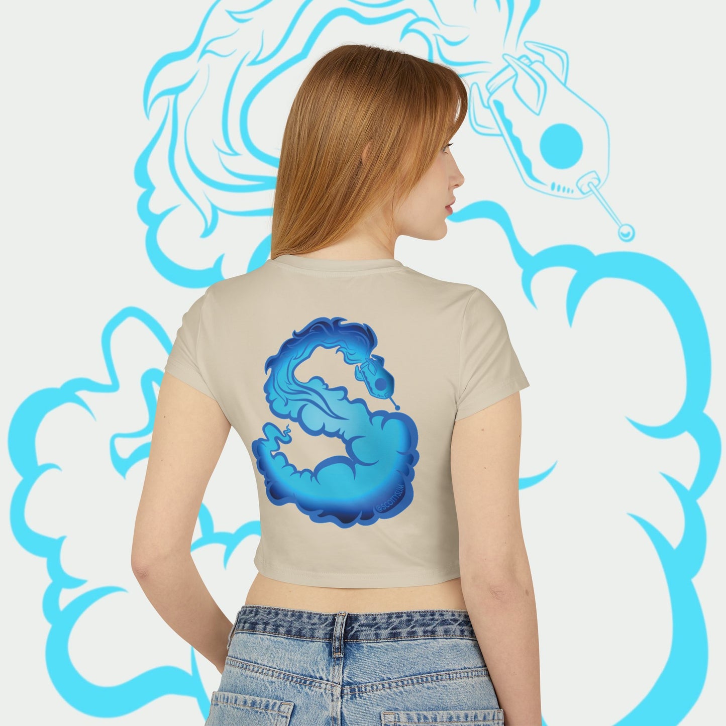 Womens Aqua SquidLady Crop Top
