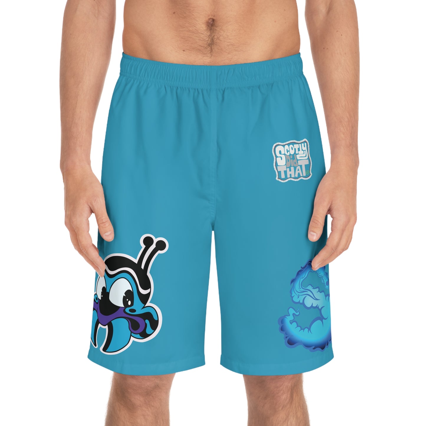 Bee Mascot Men's Board Shorts (Teal)