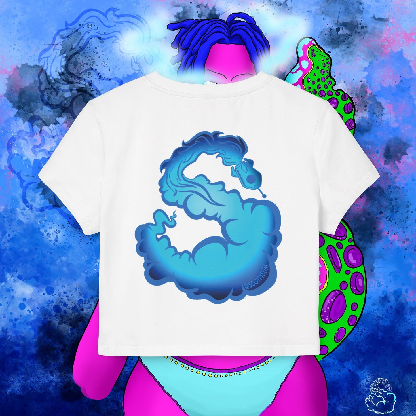Womens Aqua SquidLady Crop Top